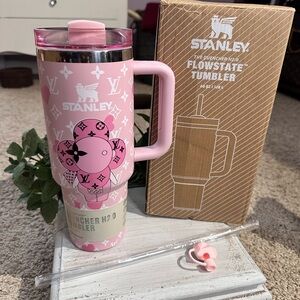 Stanley Pink Designer Flowstate Tumbler with Straw